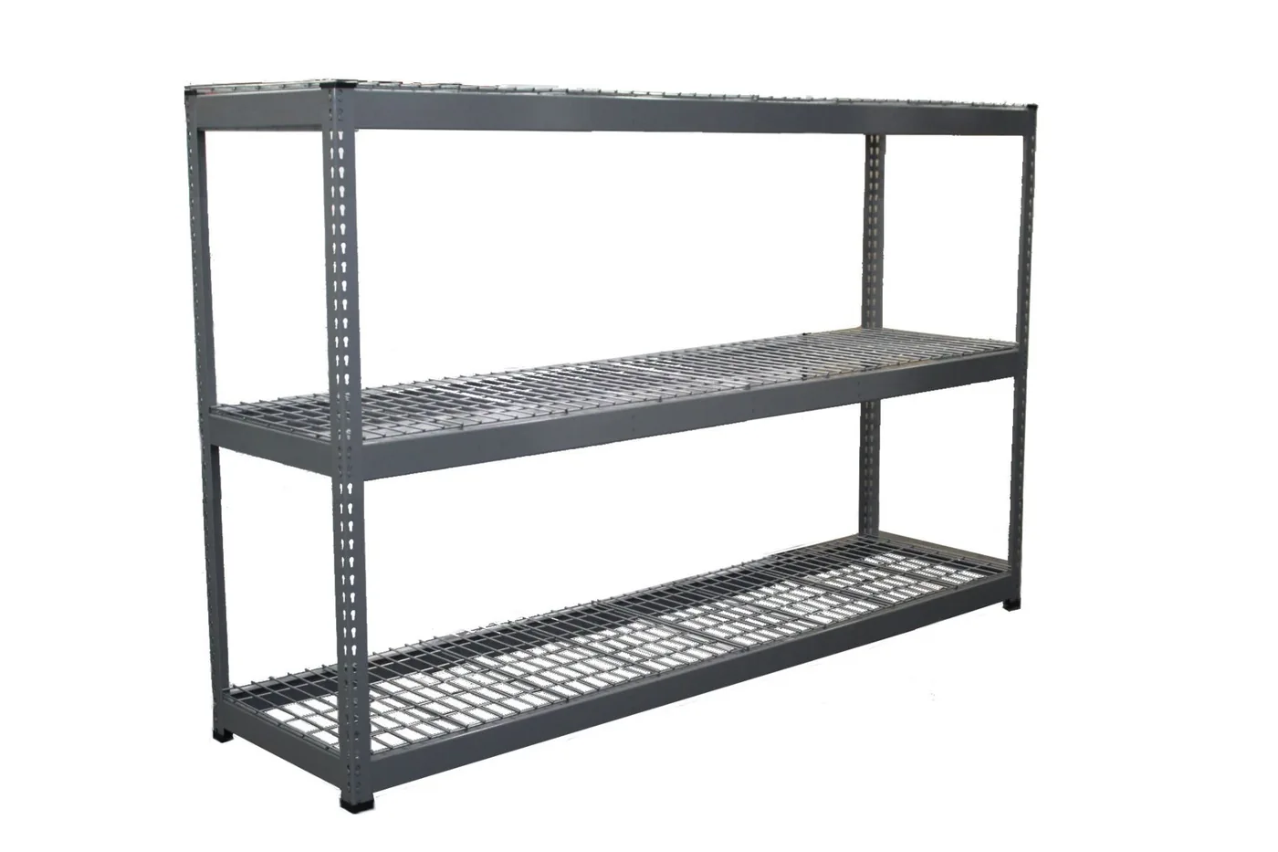 Interlake heavy duty rivet shelving unit with wire decking