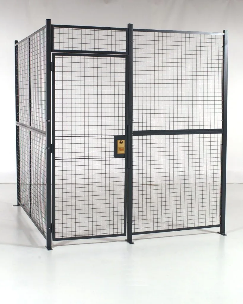 Vestil three-sided wire mesh security cage kit with sliding door