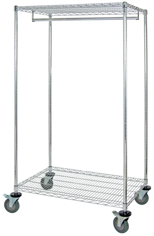 Quantum Wire Garment Rack, Mobile, 60″W X 24″D X 69″H, 75 Lbs. Capacity On The Hang Bar, Chrome Plated Finish