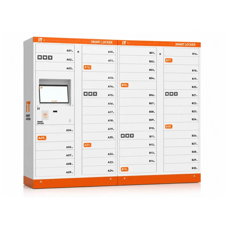 DC Locker smart IT asset locker with touchscreen kiosk and numbered compartments