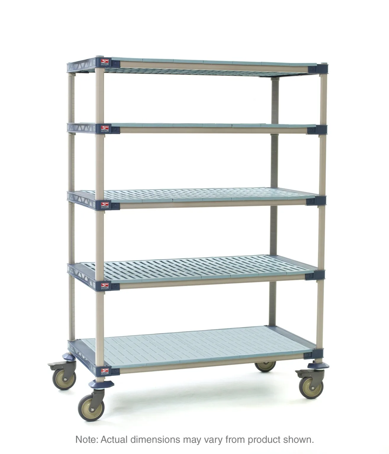 MetroMax 4 5X357PG4 5-Shelf Industrial Plastic Shelving Mobile Cart, Solid Bottom Shelf, 18" x 48" x 79.3125"