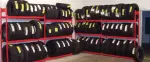 Equipto V-Grip tire rack loaded with tires
