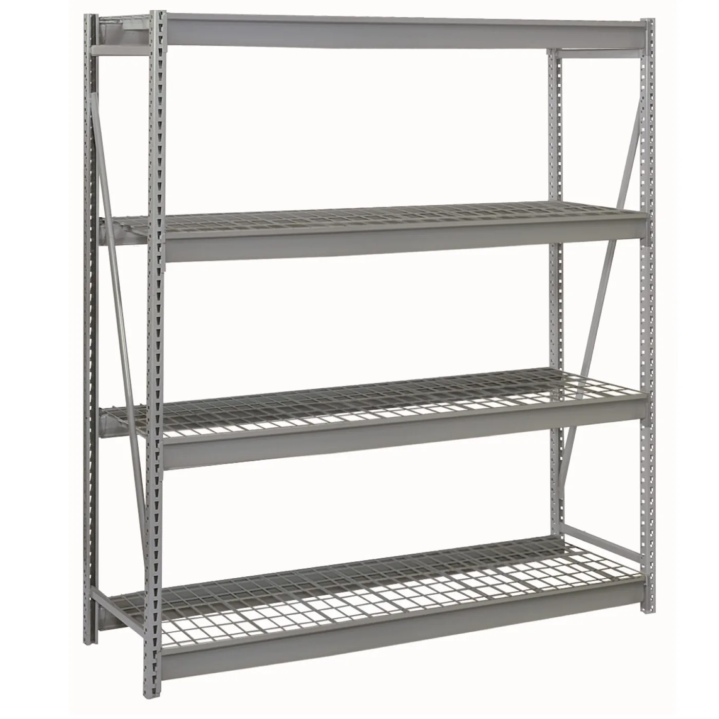 Lyon 4 Level 72″w x 36″d x 96″h Bulk Storage Rack with Galvanized Wire Decking Starter – Dove Gray