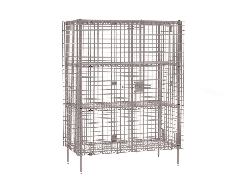 Metro stationary security shelving unit in Metroseal gray epoxy