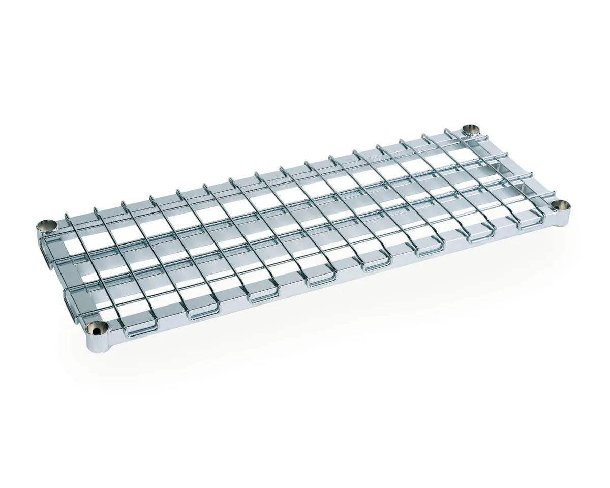 Metro Super Erecta heavy-duty dunnage shelf in stainless steel wire