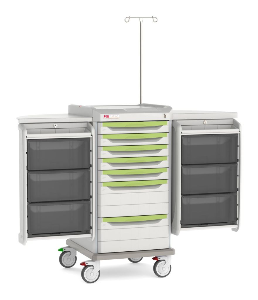 Metro Starsys IV therapy cart with IV pole and drawers