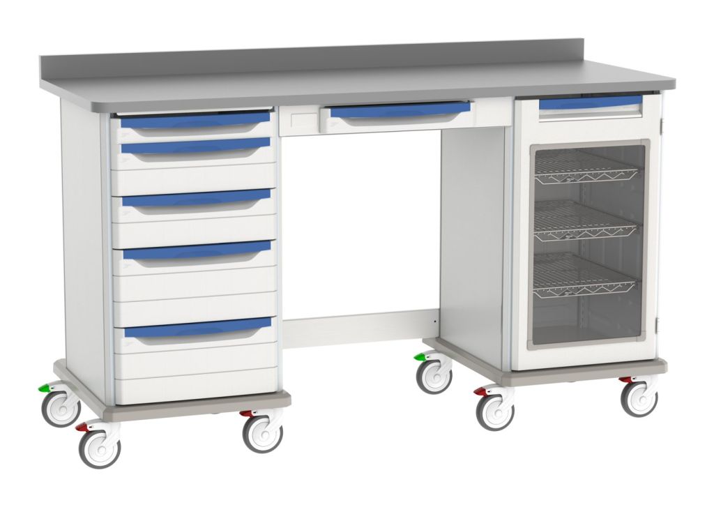 Metro Starsys mobile workcenter with drawers, cabinet and polymer work surface