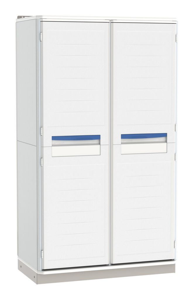 Metro Starsys stationary double-wide supply cabinet with solid doors