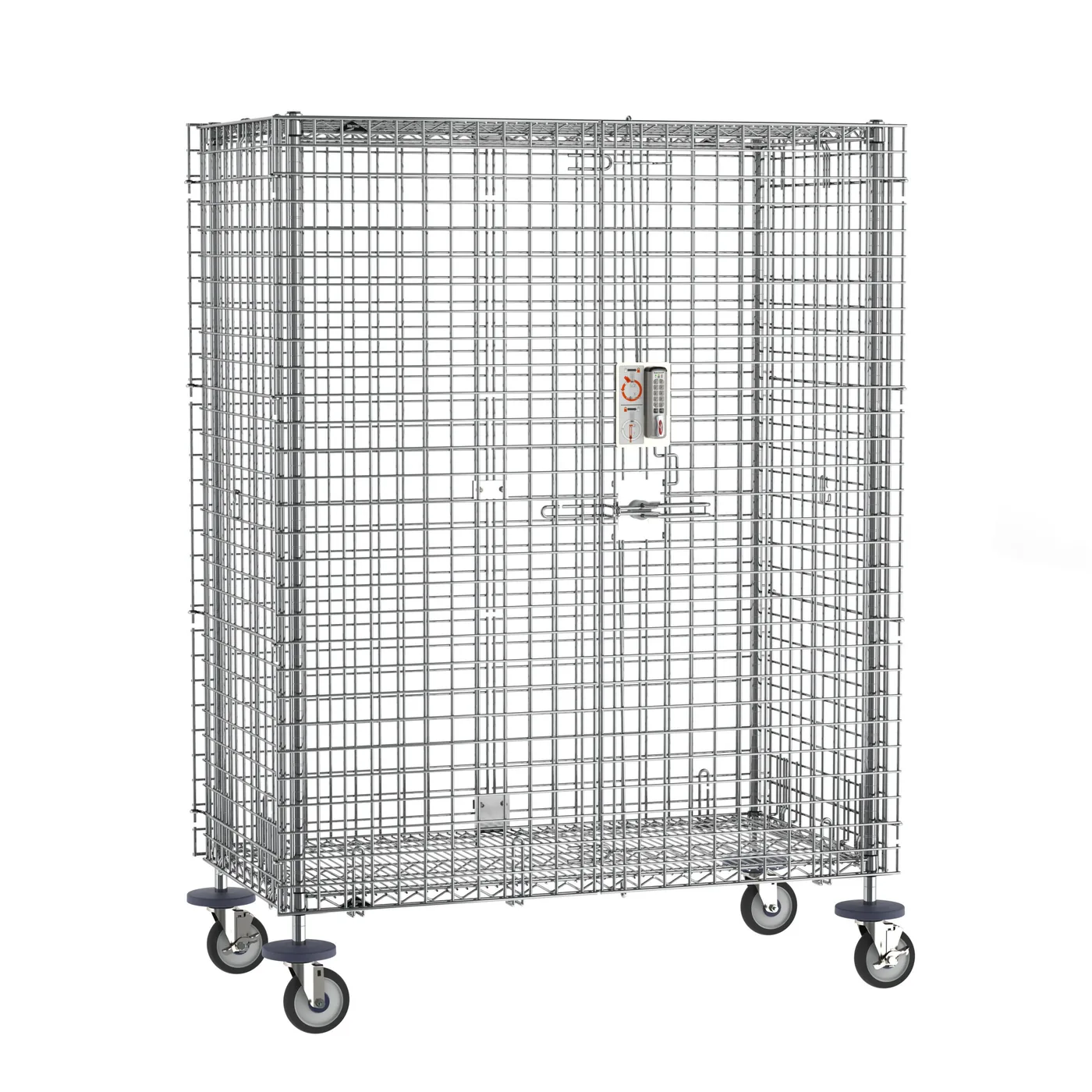 Metro SEC55ECPL Super Erecta Mobile Security Shelving Unit with Electronic PIN Lock, Chrome, 27.25″ x 52.75″ x 67.9375″