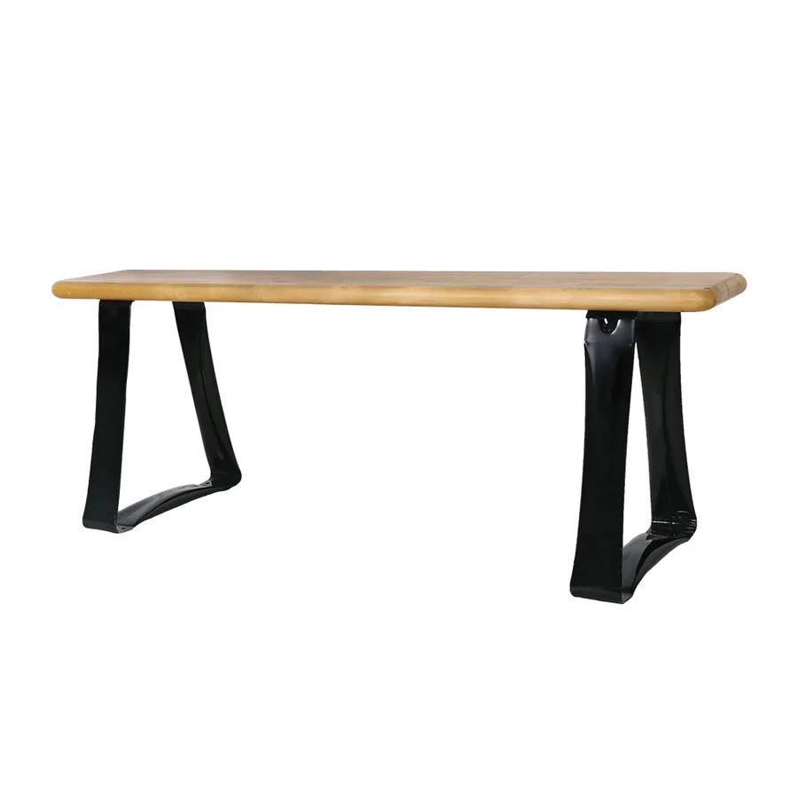 Ready Rack 48 inch bench with butcher block hardwood seat and black steel legs