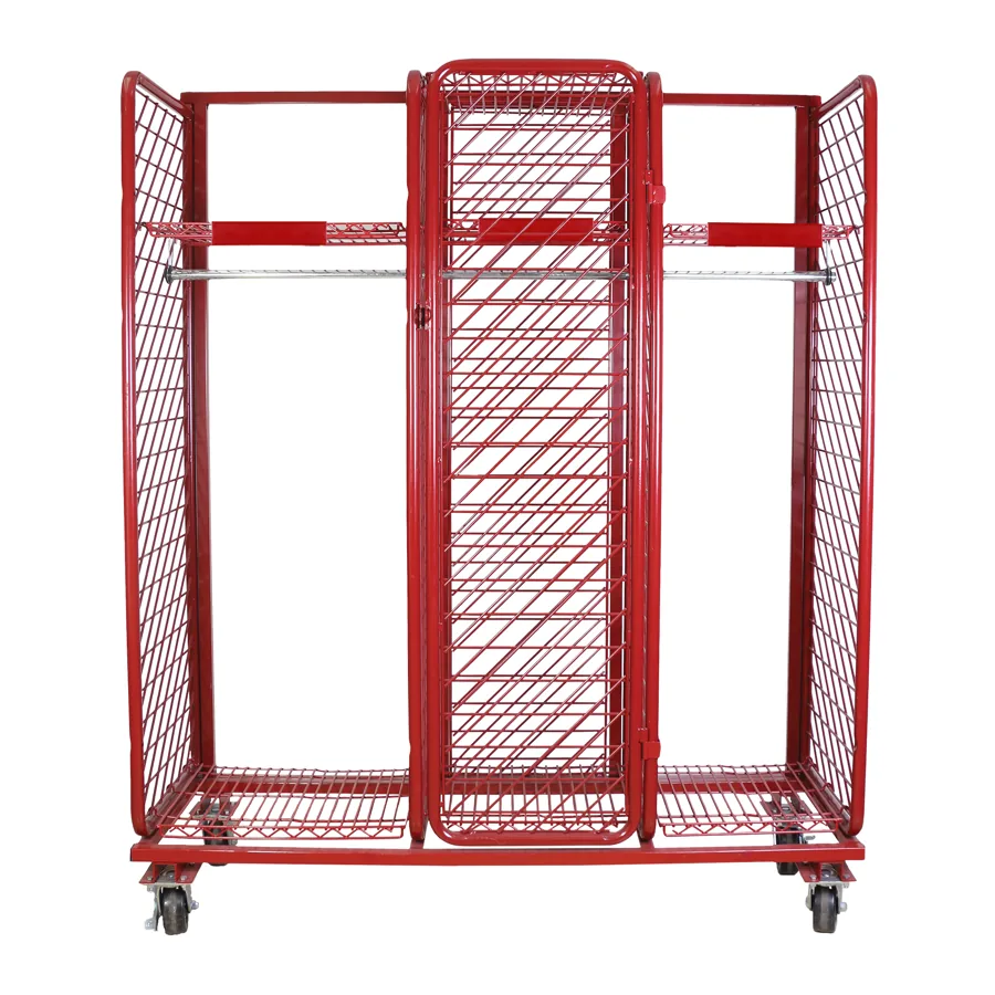 Mobile Red Rack turnout gear locker on casters with a center lockable security door