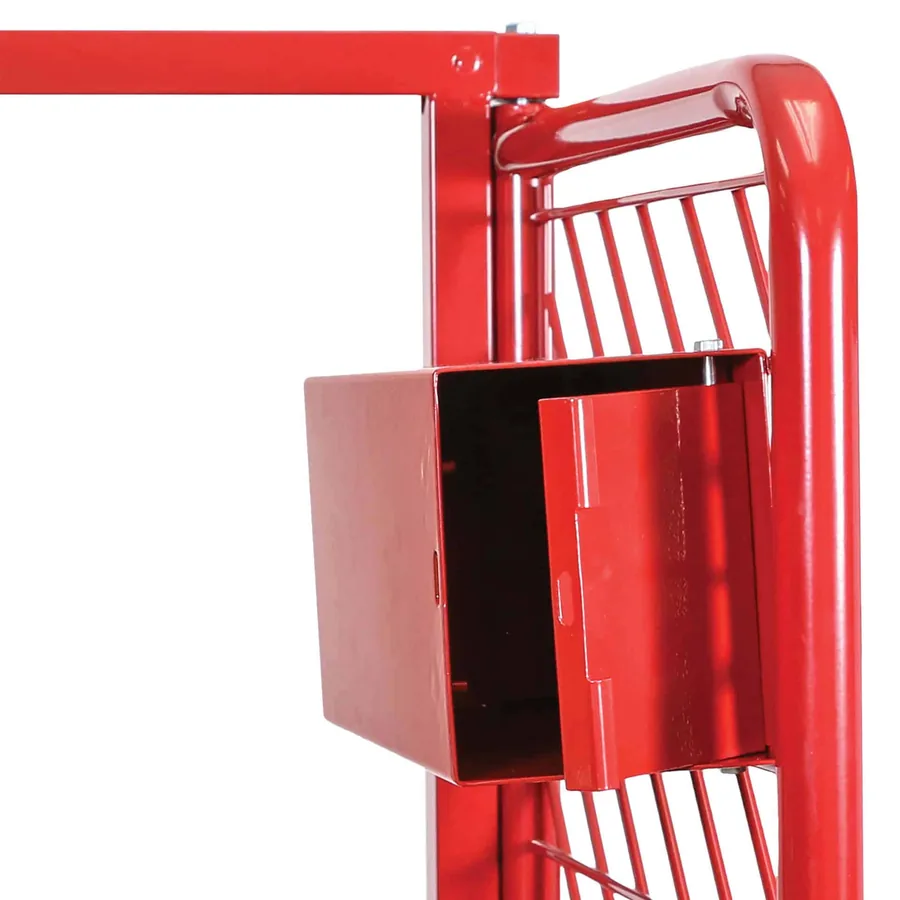 Red personal property box mounted inside a Red Rack locker section