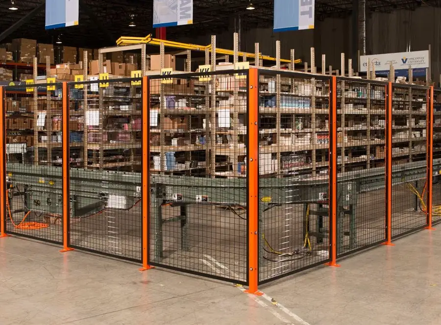 Wire mesh security cage and warehouse partition