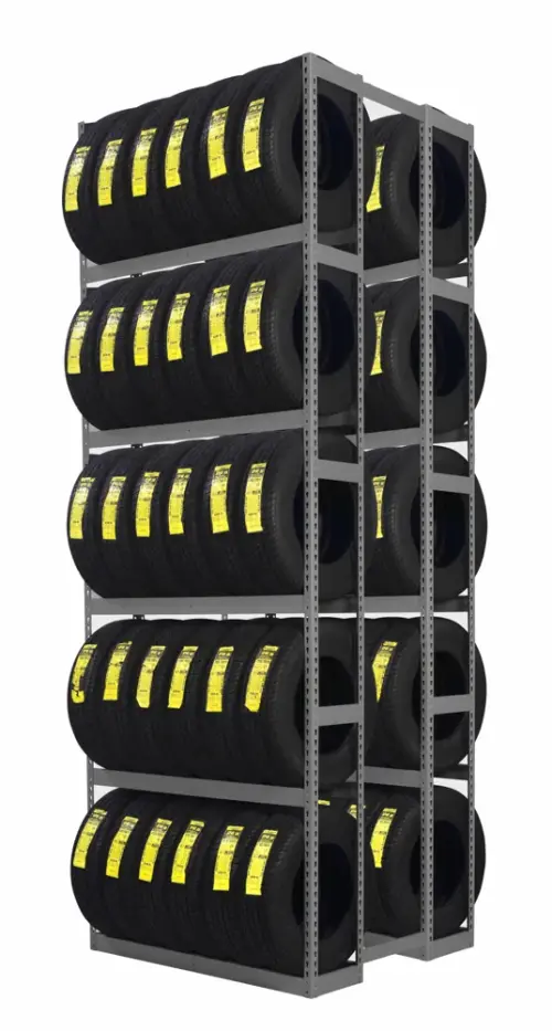Tennsco ZDT-60144S double-entry tire rack Tennsco double-entry tire rack starter unit, 60 inches wide by 144 inches high, loaded with tires