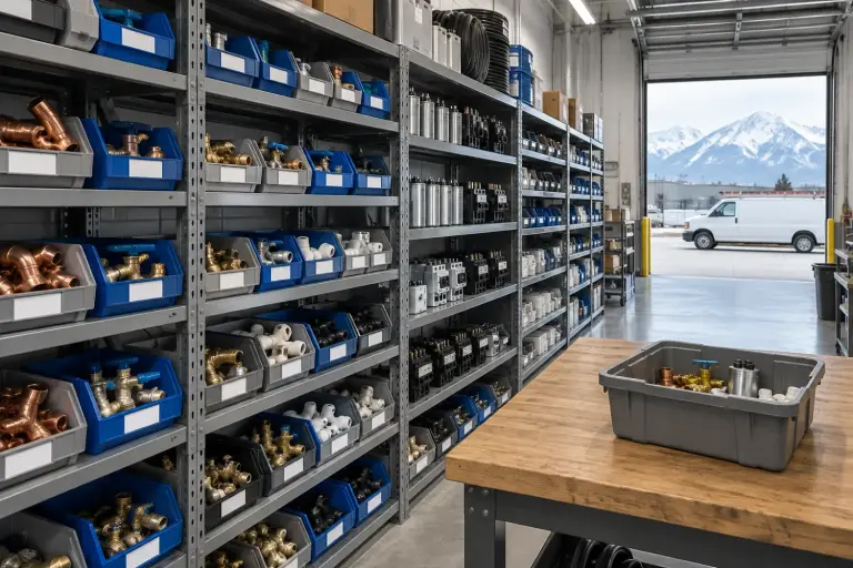 Small Parts Bin Shelving for Utah HVAC and Plumbing Contractors