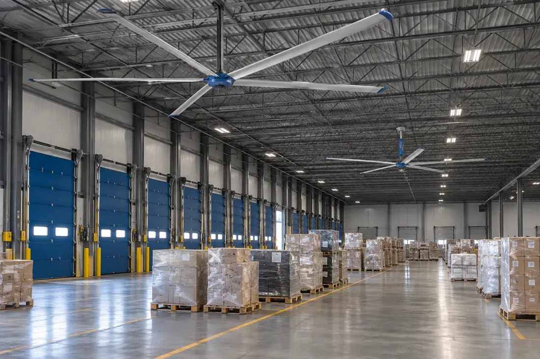 Slow Rack Moving Zone Warehouse Fans & Warehouse Ceiling Fans | Sizing & Layout | MH-USA