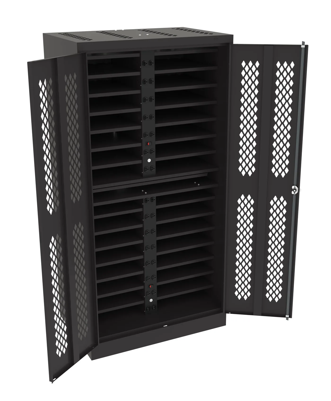 Tennsco 72″ High Laptop Charging Station – Assembled, Black